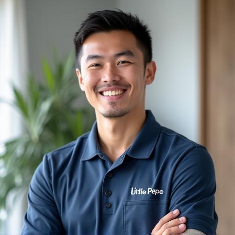 Portrait of David Chen, Lead Residential Specialist for Little Pepe, in a clean, bright setting.