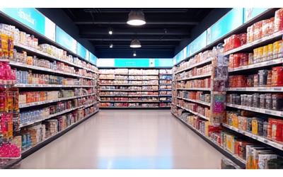 Brightly lit, organized retail store aisle.