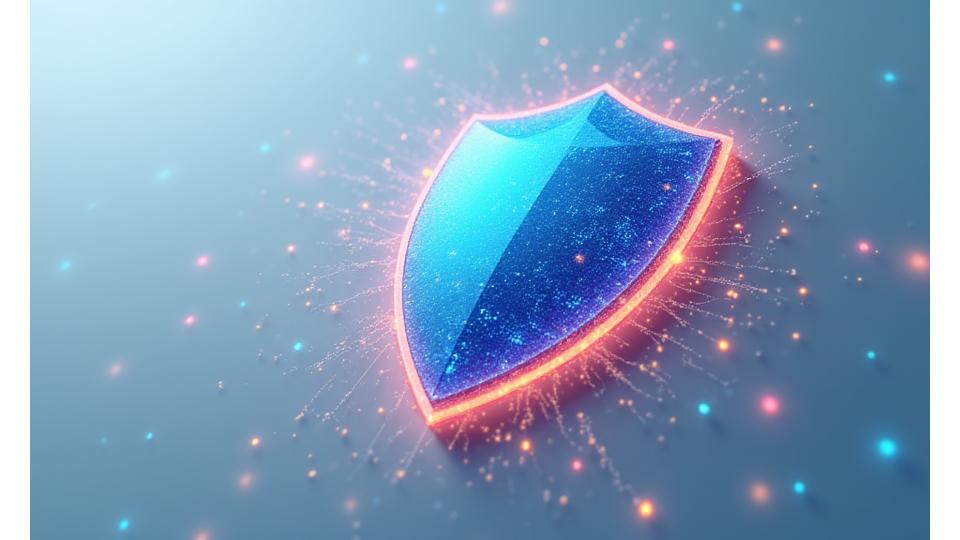 Digital shield protecting personal data, symbolizing privacy protection