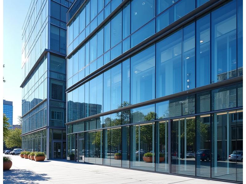 A modern, multi-story office building in downtown Dallas with impeccably clean, reflective windows, conveying professionalism and success.