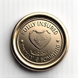 An official-looking badge or seal indicating 'Fully Insured & Bonded', with a metallic sheen.